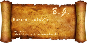 Bokros Jolán névjegykártya