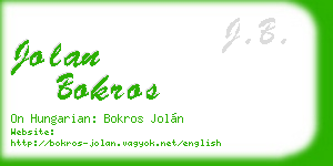 jolan bokros business card